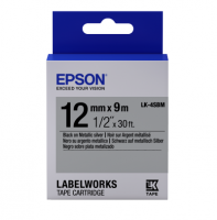 C53S654019 - Cartouche ruban EPSON Labelworks LK-4SBM - Noir sur argent métallisé - 12mm x 9m - TRAZA